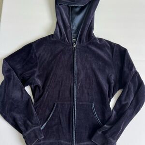 Y2K Velvet Navy Blue Zip-Up Track Jacket / Hoodie